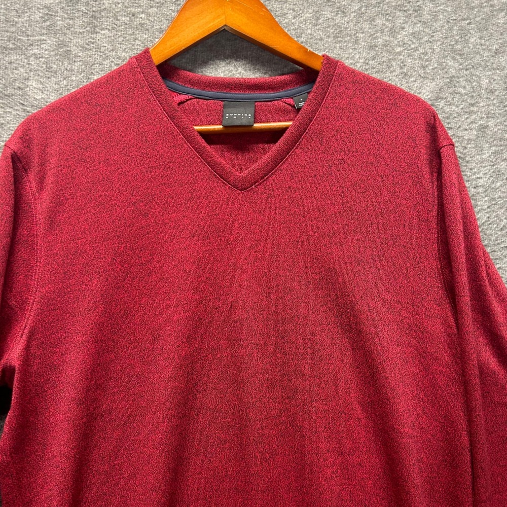 Dunning Golf Mens V-Neck Pullover Sweater Heathered Red Performance‎ Knit Large